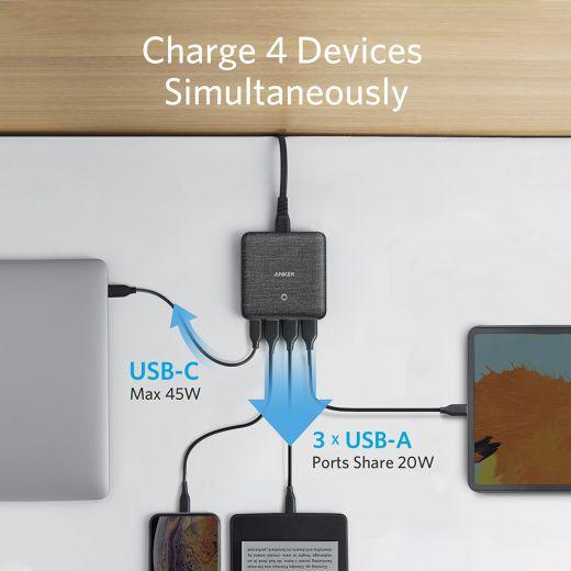 Anker PowerPort Atom III Slim Wall Charger (Four Ports) - Black Fabric