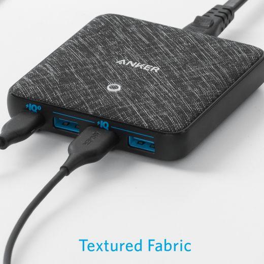 Anker PowerPort Atom III Slim Wall Charger (Four Ports) - Black Fabric