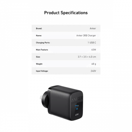 Anker 313 Ace 2 45W GaN Wall Charger
