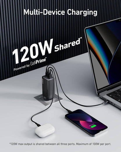 Anker 737 Charger GaNPrime 120W – 3-Port Fast Wall Charger