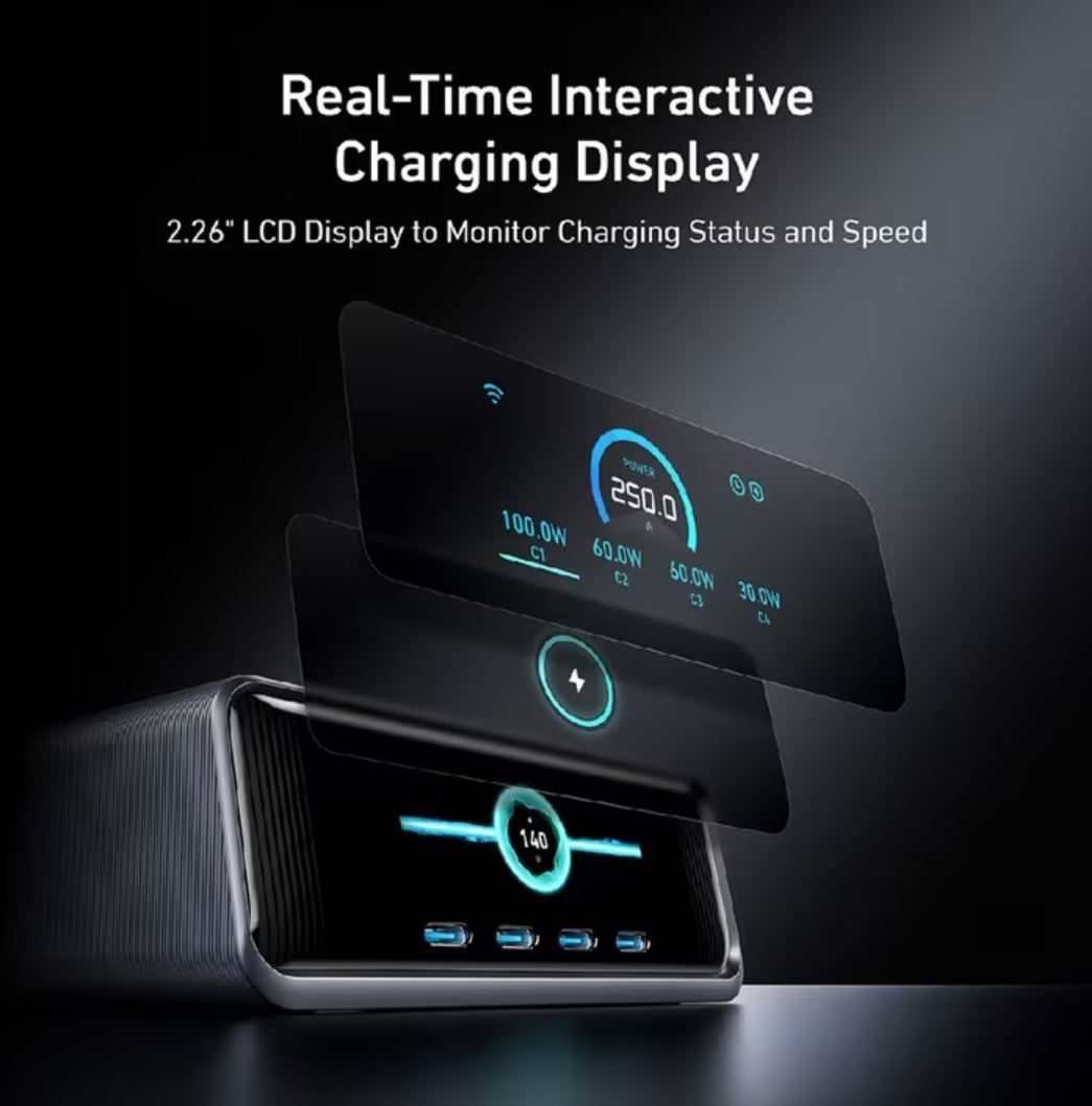 Anker Prime 250W Desktop Charger 6-Port GaNPrime Fast Charging Hub with LCD