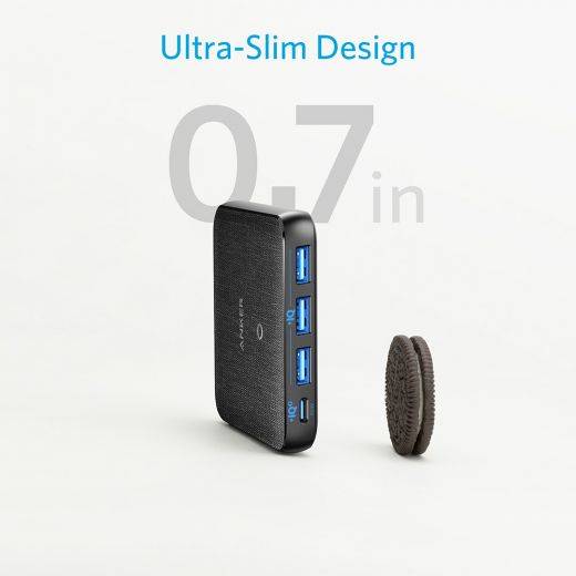 Anker PowerPort Atom III Slim Wall Charger (Four Ports) - Black Fabric