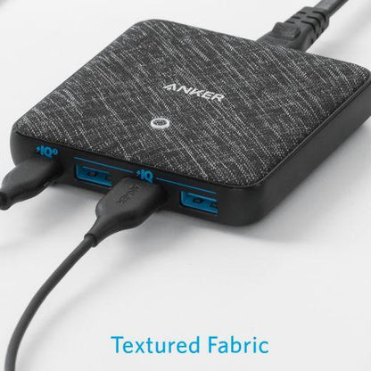 Anker PowerPort Atom III Slim Wall Charger (Four Ports) - Black Fabric